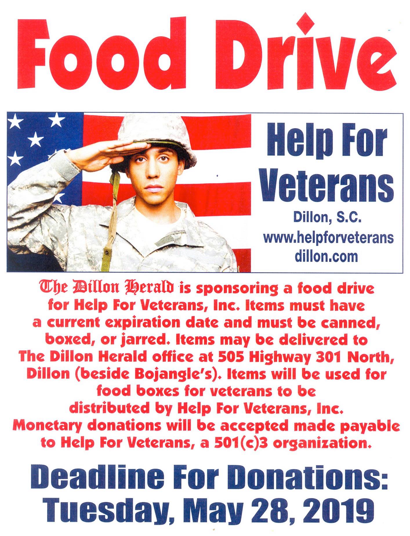 Donations Sought For Veterans Food Drive