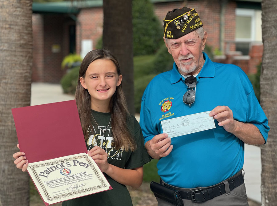 Adalie Taylor Wins VFW Patriots Pen Essay Contest