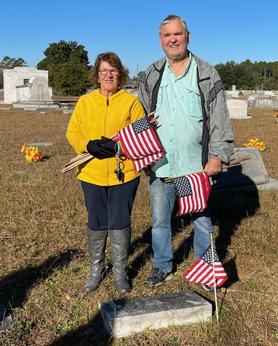 PLACING FLAGS IN THE CEMETERIES ON THE GRAVES OF VETERANS